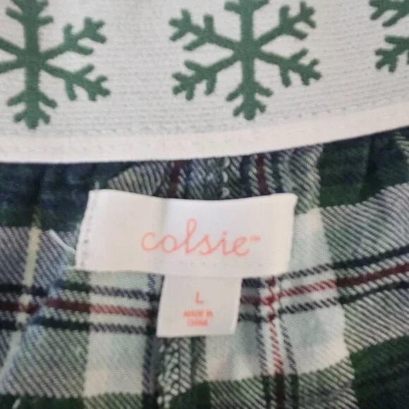 Colsie Blue Green Plaid Large Casual Pajama Shorts - Picture 4 of 6
